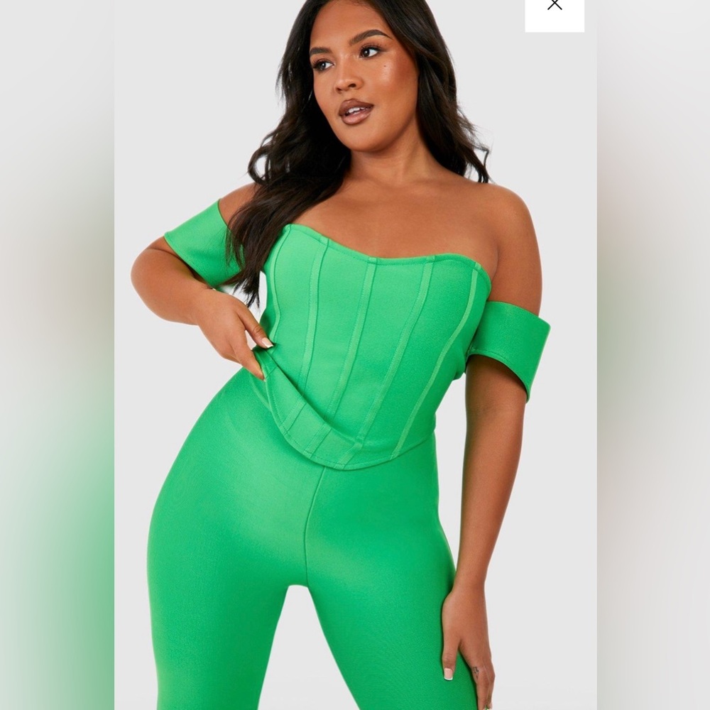 Green Corset Crop Top